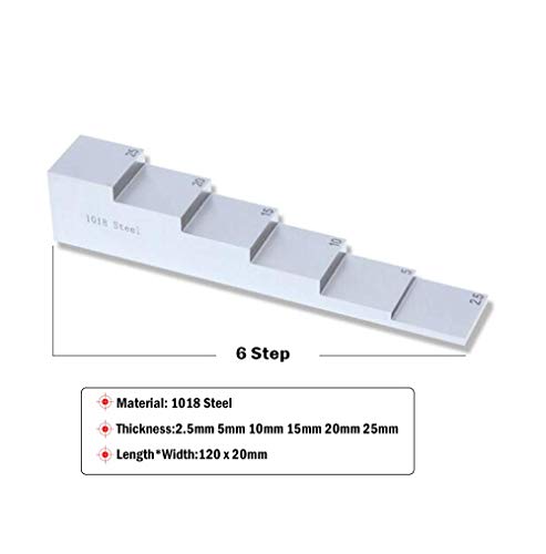 Bloque de calibración de 6 pasos para medidor de espesor ultrasónico con espesores 2.5mm, 5mm, 10mm, 15mm, 20mm, 25mm Material acero 1018 miniatura 2