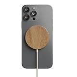Woodcessories - Magnetic Charger Compatible All iPhone 12 and iPhone 13 Models | Wooden Wireless Charger Compatible with All Qi Enabled Devices (Oak)