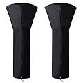 ANSTROUT 420D Patio Heater Cover Waterproof with Zipper, Outdoor Patio Propane Heater Cover for 24 Months of Use Size 89" Hx33 Dx19 B Round Patio Heater Cover for Bad Weather (Black-2Pack)