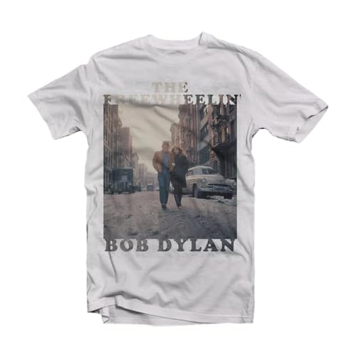 Bob Dylan Mens Tshirt -L- The Freewheelin' White