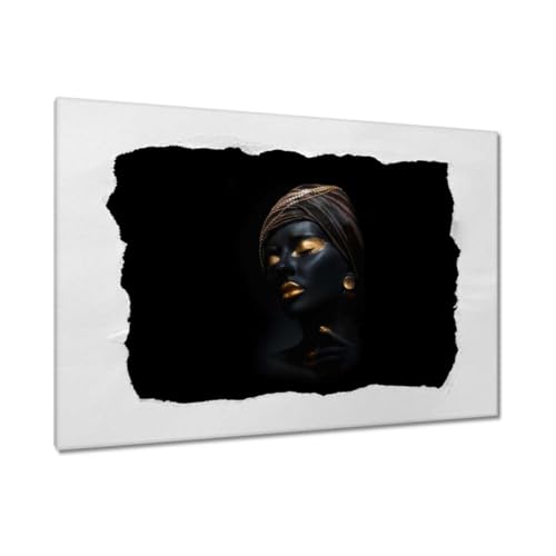 Peinture imprimée sur toile 120x80cm Visage recouvert d'or H8884M_WFPC1B pour décoration murale
