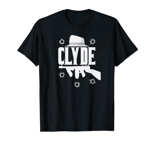 Clyde and Bonnie T-Shirt Halloween Matching Couples Costume T-Shirt, Men, Black, 3X-Large