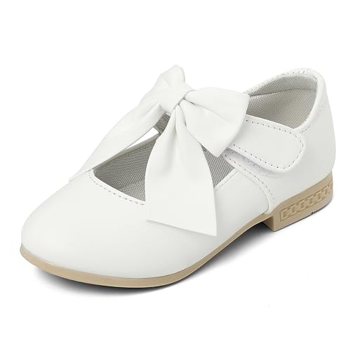 Cheerful Mario Zapatos Mary Jane para Niñas, Zapatos de Vestir de Princesa, Bailarina, Zapatos Planos de Ballet Blanco-B 25 EU