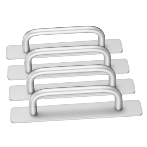 KOCKSHION 4個 アルミ合製粘着式ドア取っ手 耐久性引き戸 キャビネット 窓用交換用ハンドル 開け不要簡単貼付け キッチン家具用