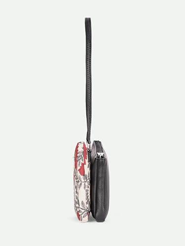 Image of ZOUK Kiya Small Shoulder Bag for Women - Dual-Sided Shoulder Bag with Criss-Cross Design| Handcrafted Purse with Dual Zipper Compartments & Water-Resistant Lining |
