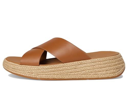 Image of FitFlop womens F-mode Espadrille Leather Flatform Cross Slides