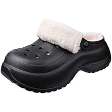 Harssidanzar Womens Clog Fuzzy Lined, Warm Winter Clogs,Winter Fleece Breathable Walking Garden Shoes Runs Small, Size Up for Wide HL240US