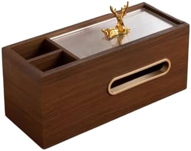 Multibey Rectangular Tissue Box Holder, Multi-Functional Wood Tissue Box Storage Organizer with Tissue Holder and Remote Control Holder for Bathroom, Bedroom, Dinner Table, Office,Kitchen