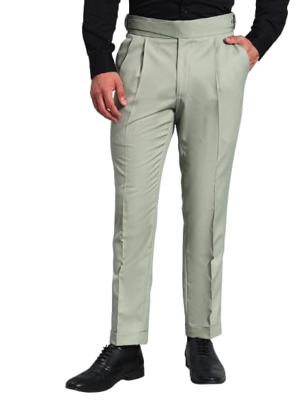 FASHIONEMPIRE Men's Formal Trousers Front Pleated | Classic Buckle Gurkha Lycra Blend Pant Slim Fit | Stylish Formal Pant for Party and Casual Wear-picture-39