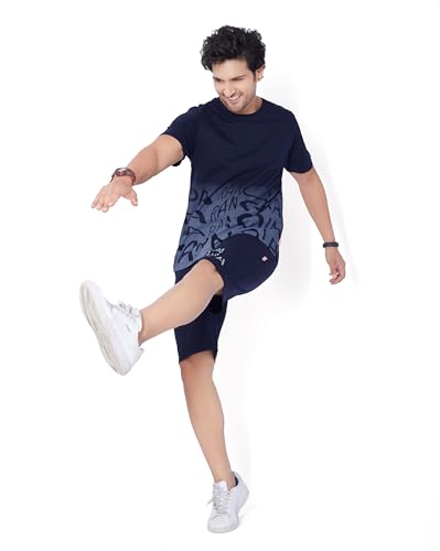 Image of WEET Cotton T-Shirt and Shorts Set for Men,Night Wear for Men,Men's Pyjama Set MCS112