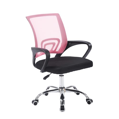 オフィスチェア メッシュ デスクチェア 疲れない コンパクト パソコンチェア おしゃれ キャスター付き 肘付き 自宅 テレワーク オフィス ワークチェア (レッド)