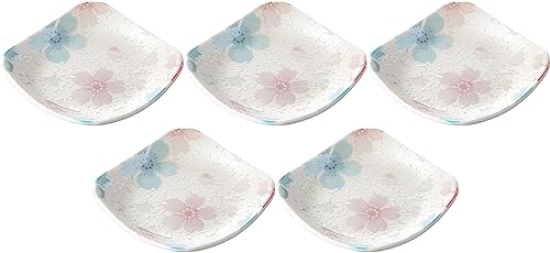 セトモノホンポ(Setomonohonpo) 5個セット ラスター 煌四角３．５皿 藍 [9.5×9.5×2cm] 【小皿】