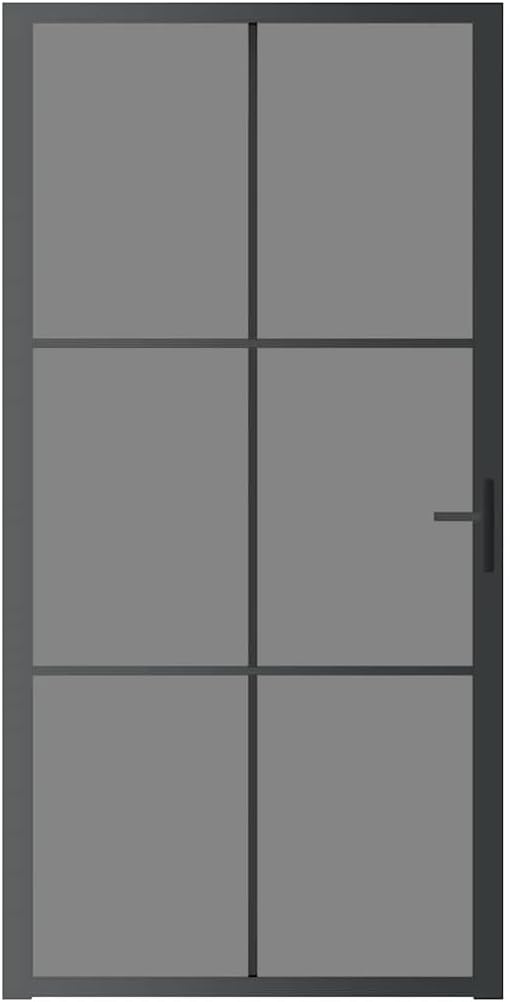 vidaXL vidaXL Interior Door, Aluminum Frame Glass Door, Inner Door with Alloy Handle for Bathroom Bedroom, 40.4"x79.3" Black ESG Glass and Aluminum