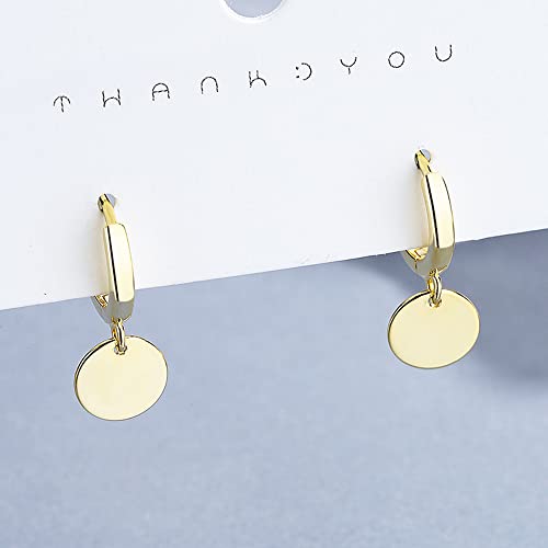 Simple Coin Disc Dangle Hoop Earrings for Women Girls Round Circle Cartilage Earring Small Huggie Hoops Drop Minimalist Jewelry Gifts Hypoallergenic4