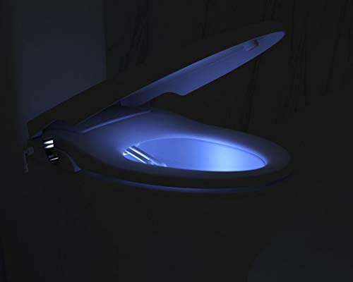 Image of Alpha ONE V2 Bidet Seat - IMPROVED COLOR - Elongated - Non-Electric Dual Nozzles - Ultra Low Profile - Powerful Spray - EZ 1 Lever Control - Brass Valve and Fittings - LED Nightlight