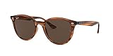 Ray-Ban Unisex RB4305 Round Sunglasses, Striped Red Havana/Dark Brown, 53 mm