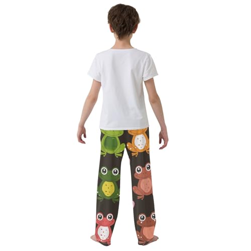 Colorful Frog Love Heart Boys Long Pants Soft Trousers Elastic Waist Kids Lounge Bottoms with Pockets S-XL3