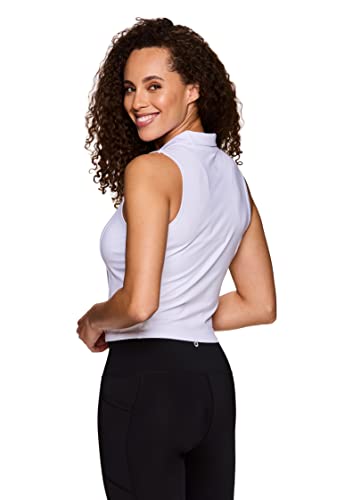 Rbx Women's Fashion Cropped Sleeveless Running Tennis/Golf Tank Top Polo White Xl #TOP4