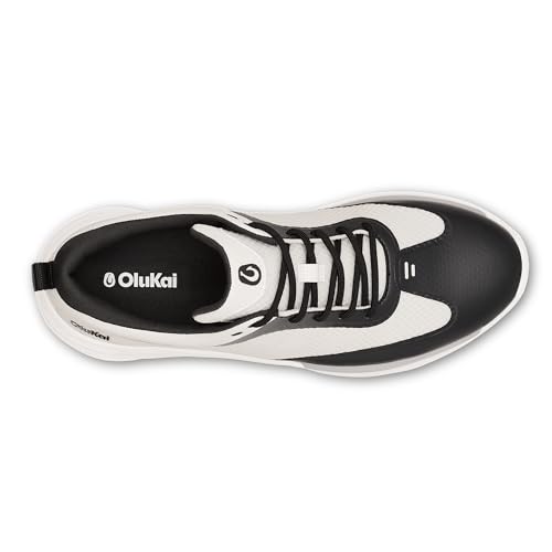 OLUKAI Makena Men's Golf Shoes, Superior Performance & Tour Professional Tested, High Cushioning & Support, All-Day Comfort, Bright White/Lava Rock, 112