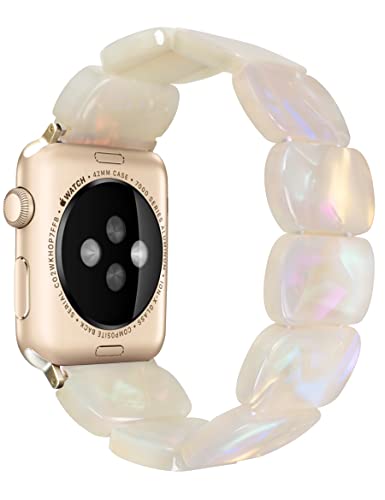 Heesch Compitable With Apple Watch White Band For Women Strectchy Resin Watchstrap For Apple Watch 38,40,41Mm Wristband Bracelet For Iwatch Se 7,6,5,4 #TOP5