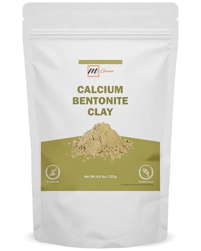 mGanna 100% Natural Calcium Bentonite Clay Powder for Facial Masks Creams Body Wraps and Soap Making 0.5 LBS / 227 GMS