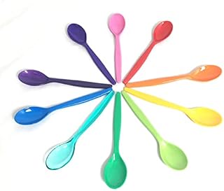 Harfield Pack of 10 Multicoloured Teaspoons Virtually Unbreakable Reusable Polycarbonate Plastic