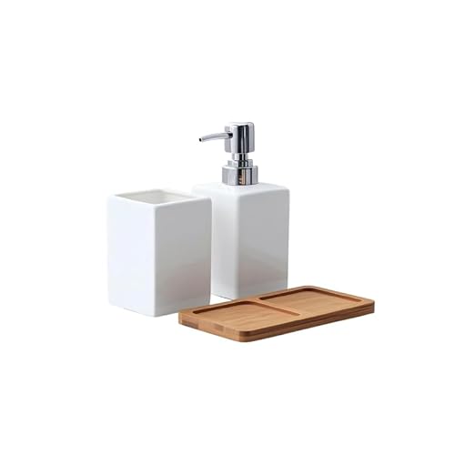 AORTULL White Ceramic Soap Dispenser and Toothbrush Holder,3-Piece Bathroom Accessories