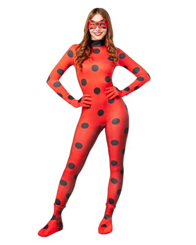 Funidelia Disfraz Oficial de Miraculous Ladybug para mujer, Incluye mono, guantes, antifaz y cubrebotas - Traje para adultos para fiestas, Carnaval y Halloween - Talla S