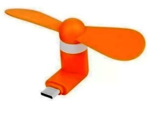 Image of Duxk-1 No /Pc /Quantity of Mini Type-C -2-Blade High Speed USB Mobile Cooler Fan Support with All Android Type-C Smatphones with OTG Function (Any Colour As Per Availblity) (Orange(New))