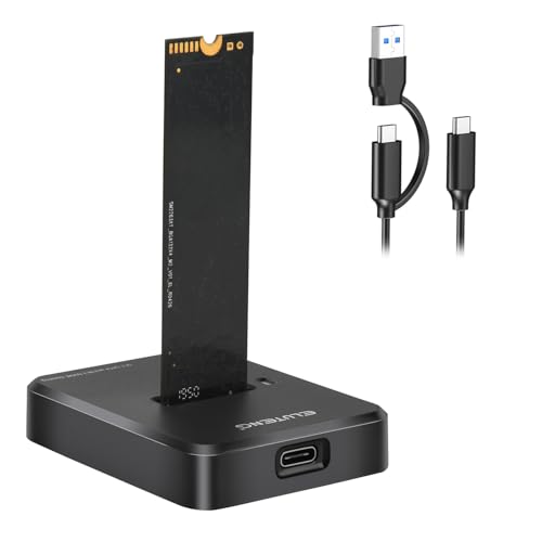 ELUTENG M.2 NVMe & SATA to USB C Docking Station Dual Protocol 10Gbps External SSD Enclosure for M Key B+M Key Support 2280 2260 2242 2230 SSDs with 2in1 Cable