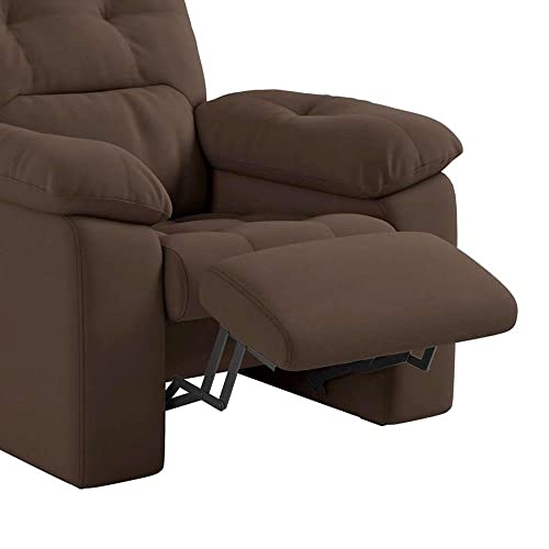 Poltrona Do Papai Reclinável Suede Veludo Estoril Marrom