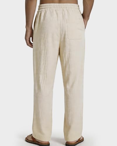 Men's Casual Pants Elastic Waist with Drawstring Loose Fit Beach Summer Trousers for Travel and Lounge Wear - Image 3