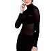 Second Skin Womens Long Sleeve Turtle Neck Sheer Top, Black one-Size
