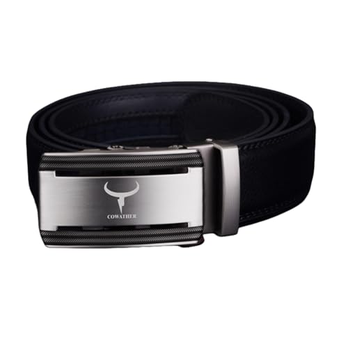 Ceinture en cuir d'affaires pour hommes en peau de vache et boucle luxe