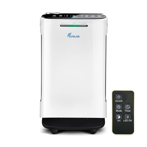 Image of Forus Air Purifier for Home & Office, H13 HEPA 3-in-1 filter, Removes 99.99% Pollutants, Allergens, Pet Dander, Smoke, Dust, virus, Covers Up to 500 Sqft Area | PM 2.5 | 2-Year Warranty - White