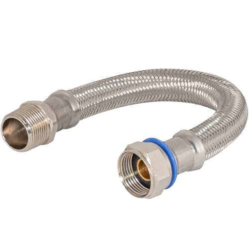 Eastman 24 Inch Steel-Flex Water Heater Connector, 3/4 Inch FIP Swivel x 3/4 Inch MIP Rigid, Flexible Braided Stainless Steel, 48255