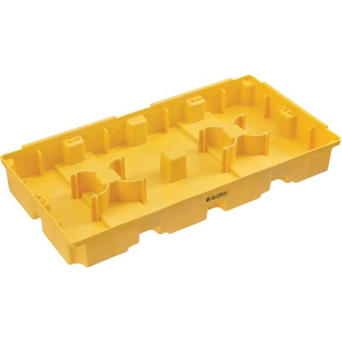 Global Industrial Low Profile Spill Containment Modular Platform, 2 Drum Capacity, 30 Gallon Liquid Capacity, 5000 Lbs Weight Capacity, 51.5"W x 26.25"D x 6.5"H, Yellow