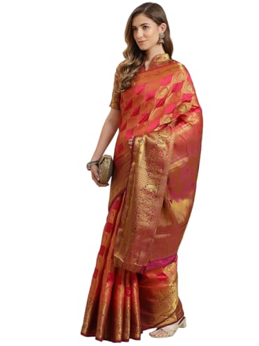 Image of Women's Banarasi Silk With Jacquard Print Saree With Blouse