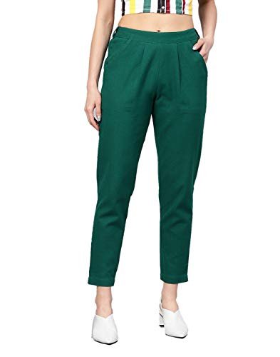 Image of DIGITAL SHOPEE Women Regular Fit Elastic Waist Full Length Cotton Formal Trouser for Casual Wear, Office Wear