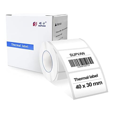 SUPVAN T50M Label Tape - Thermal Multi-Purpose Labels for Home School Office, 1.57" x 1.18"'(40x30mm) , 250 Labels/Roll(White) Cover