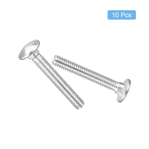 Image of uxcell 1 /4-20x2 Carriage Bolt, 10pcs Round Head Square Neck Screws, 304 Stainless Steel, Fully Threaded, Silver