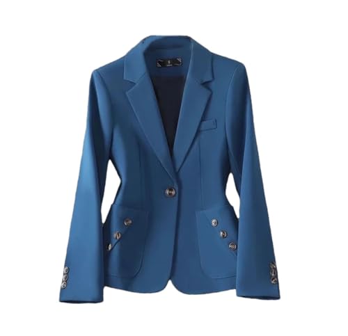 Blazer de printemps pour femme bleu M à bouton unique veste de travail