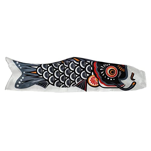 predolo Drapeau de Carpe Décoratif Japonais Manche à Vent Koi Sailfish, Noir, 50cm Cover