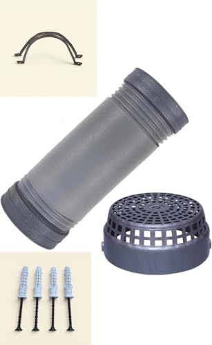 Image of 10 FEET 6 Inch (150MM) PVC Kitchen Chimney Pipe & COWL | Flexible | Plastic Duct Hose Pipe | Foldable | Stretchable | Grey color | LONGEST SIZE ONLINE | For home, kitchen, office and industrial use.