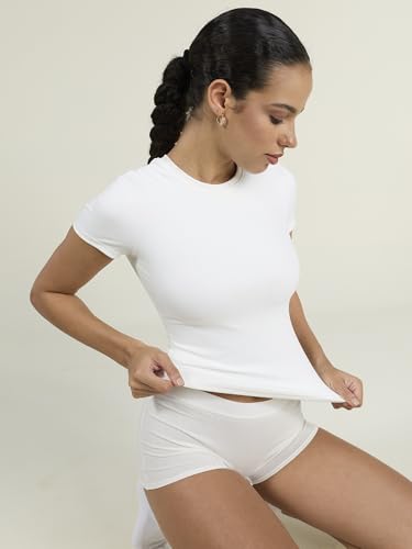 Image of CAVA Sculpt Core Top for Women | Snug Sculpted Fit, Classic Crew Neck, Short Sleeves, Minimal Branding, Everyday Activewear Tee