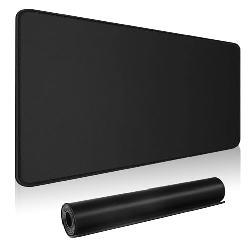 HGWALP Large Gaming Mouse Pad, Extended XXL Computer Game Mouse Mat, Long Keyboard Pad with Stitched Edges,Big Keyboard Mat for Home Office Gaming Work (35.4x15.7x0.12IN, 90x40CM),Classic Black