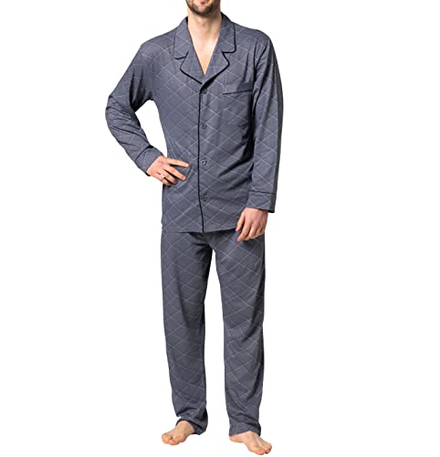 Pyjama Hanes homme coton ensemble confortable pantalon et haut manches longues gris