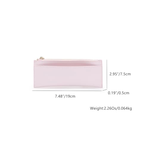 Image of Pencil Pouch for Teens School Office Supplies Pencil Case Cosmetic Bag Zipper (Pink,Faux leather)