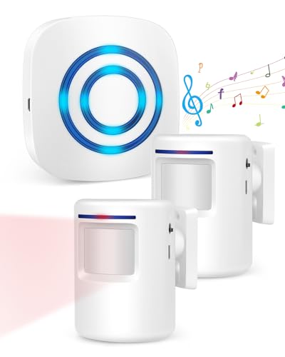 Wireless Caregiver Pager, Motion Sensor Alarm, Indoor Bed Alarm for Elderly Adults, Door Alarms for Dementia, Motion Detector, Driveway Alarms, Door Chime, 2 Sensor and 1 Receiver