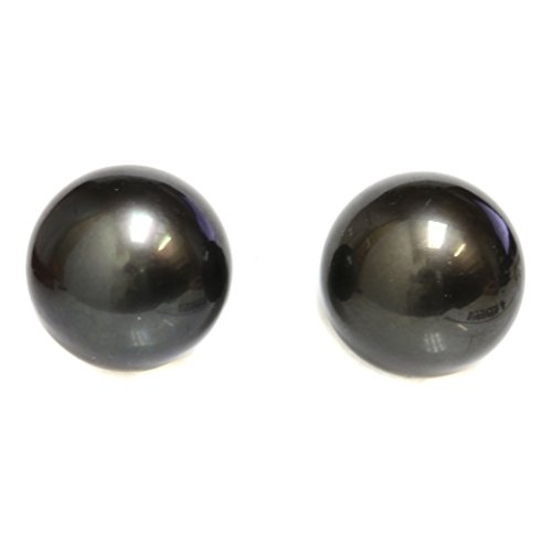 14k gold 13mm tahitian south sea pearl stud earrings - black
